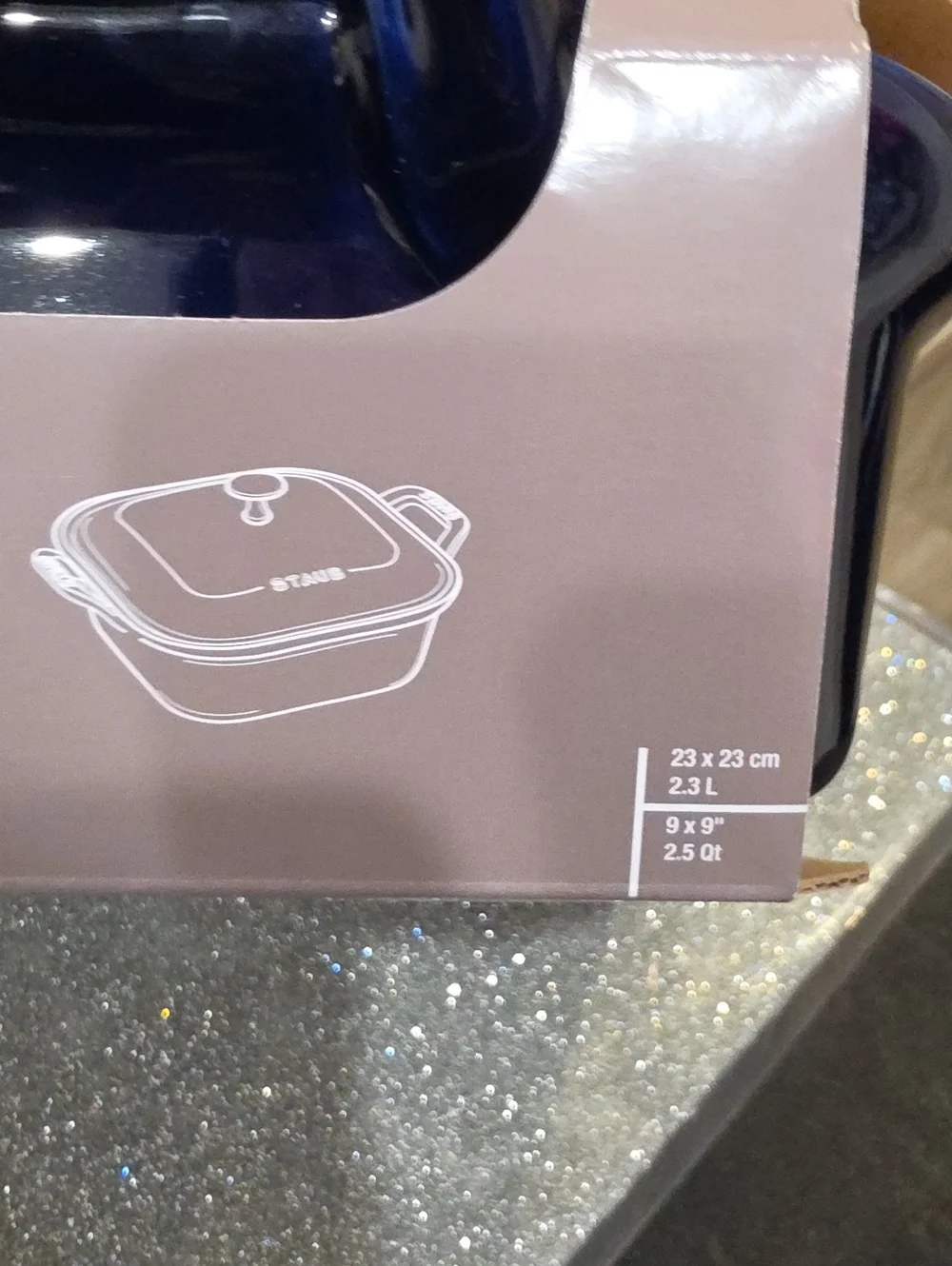 Staub 2.5QT Covered Square Enameled Casserole Dish- Dark Blue
